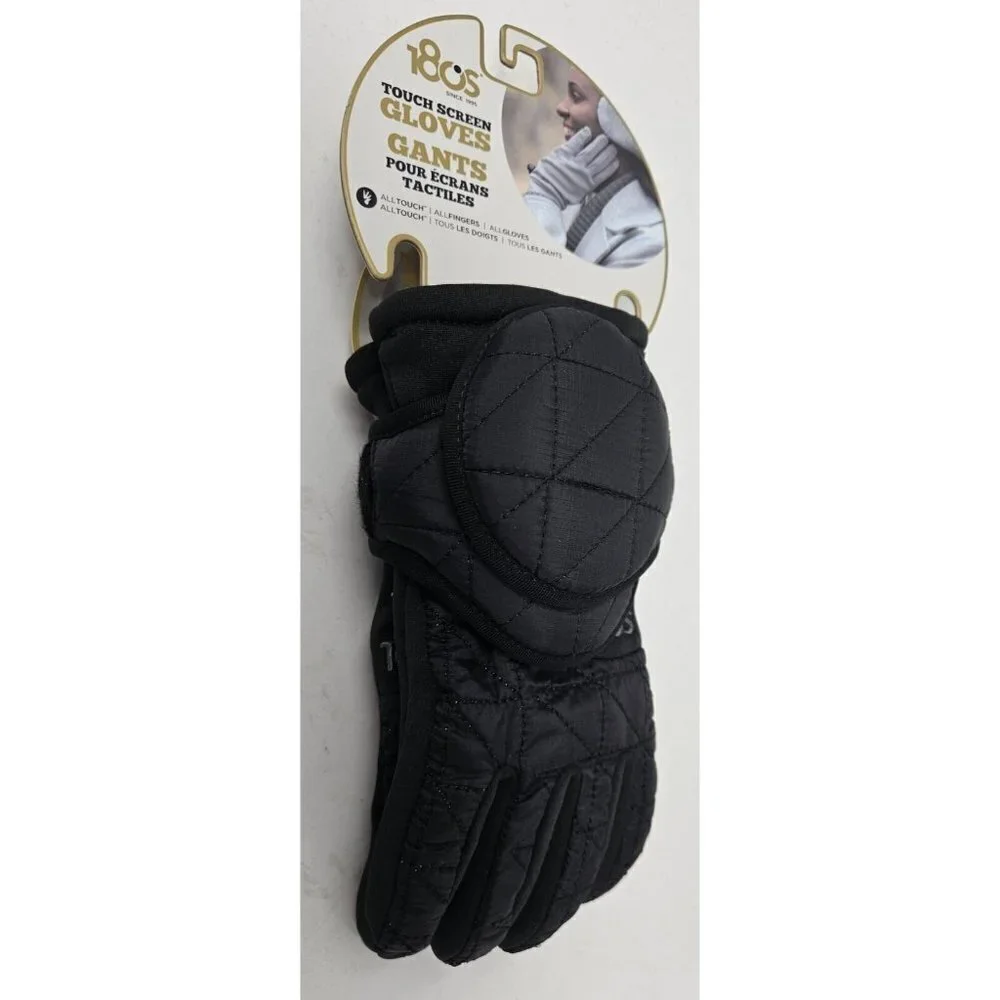 180's Ear Warmers & Touch Screen Glove Women Shetland Gift Set, Medium, Black